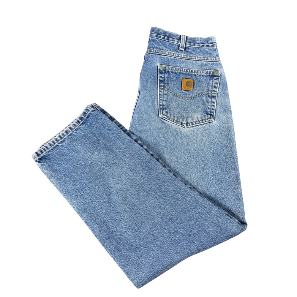 Carhartt Relaxed Fit Tapered Leg Jeans Mens 36x30 Light Wash Denim Work Pants